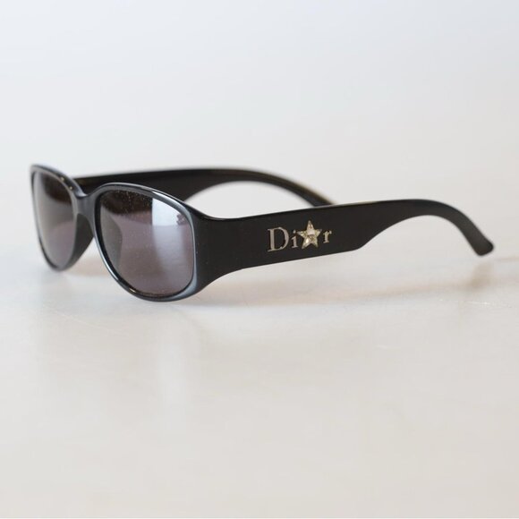 Dior Rare Y2K Vintage Shiny 3 Black Plastic Sunglasses with Silver Logo and Star - Picture 1 of 8